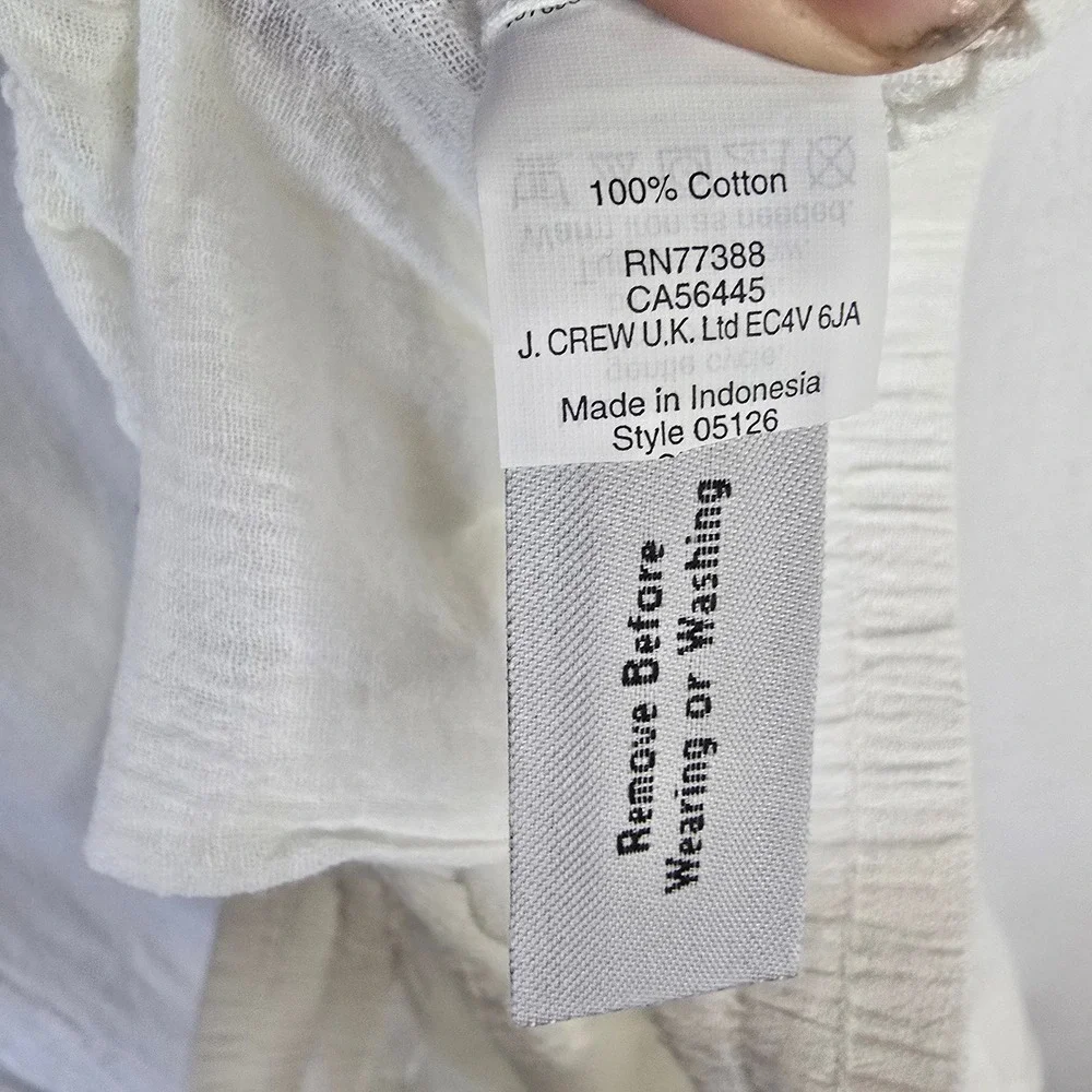 J. Crew‎ Beach Pants Women S White 100% Cotton Gauze Coastal Summer